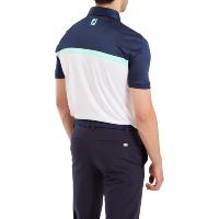 Polo Interlock avec blocs de couleurs blanc/marine (81613) - Footjoy