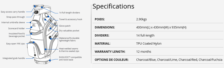 Sac chariot Dry Series Motocaddy Golf