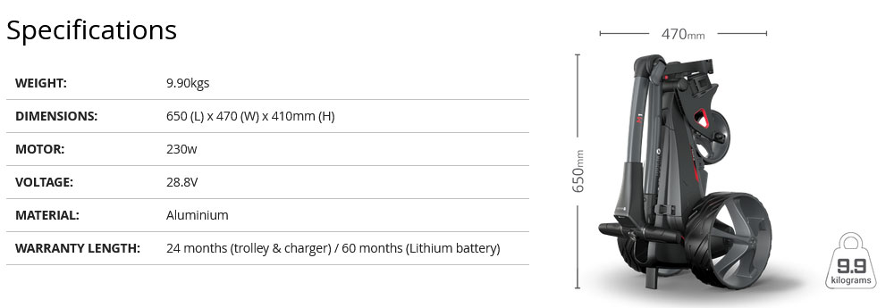 Caracteristique Chariot électrique M1 Motocaddy Golf
