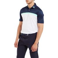 Polo Interlock avec blocs de couleurs blanc/marine (81613) - Footjoy