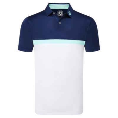 Polo Interlock avec blocs de couleurs blanc/marine (81613) - Footjoy