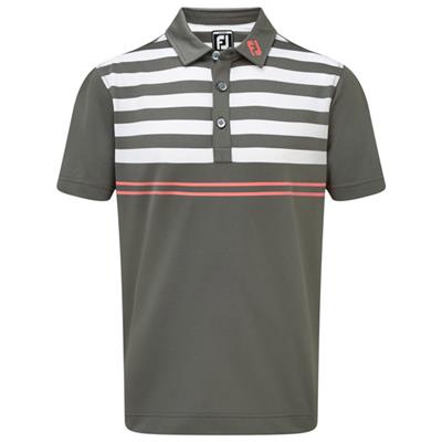 Polo JUNIOR Smooth Pique à Rayures granite (96077) - Footjoy